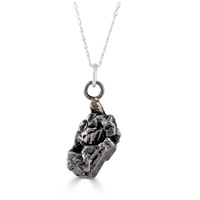 Whole Campo Iron Pendant.  Small Iron Meteorite Fragment on 18in Silver Chain. Boxed with Certificate.